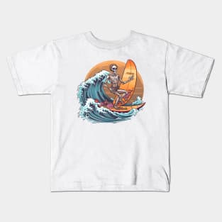 Summer Surfing Skelton off Kanagawa Kids T-Shirt